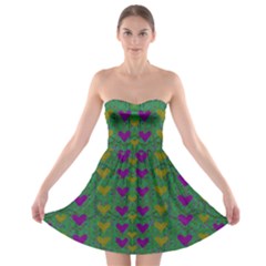 In Love With Festive Hearts Strapless Bra Top Dress by pepitasart