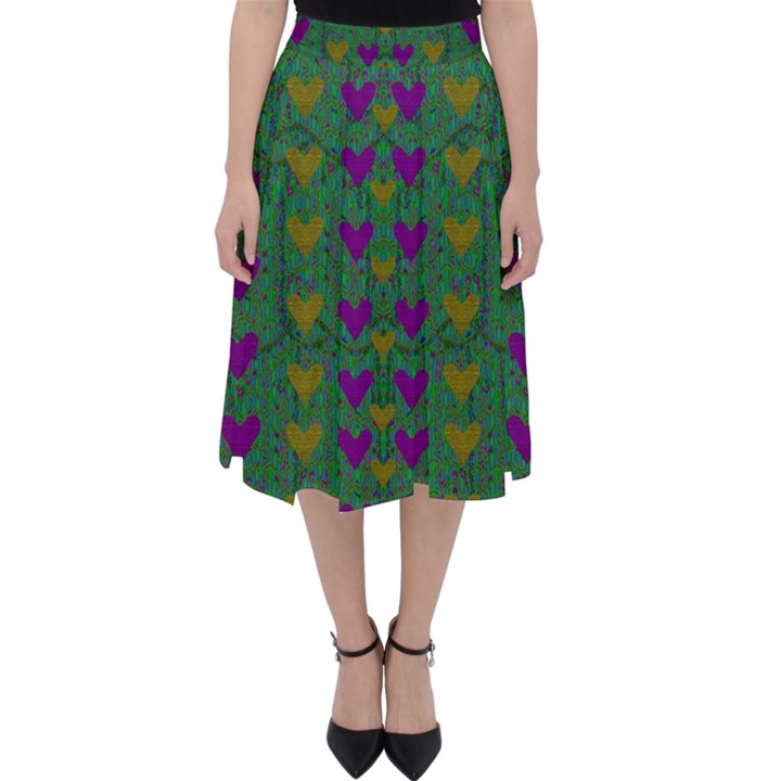 In Love With Festive Hearts Classic Midi Skirt