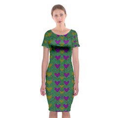 In Love With Festive Hearts Classic Short Sleeve Midi Dress by pepitasart