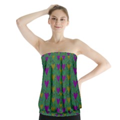 In Love With Festive Hearts Strapless Top by pepitasart