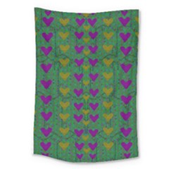 In Love With Festive Hearts Large Tapestry by pepitasart