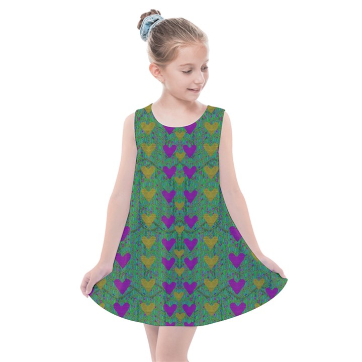 In Love With Festive Hearts Kids  Summer Dress