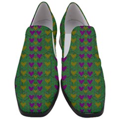 In Love With Festive Hearts Slip On Heel Loafers by pepitasart