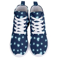 Light Blue Hearts Women s Lightweight High Top Sneakers by WensdaiAmbrose