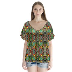 Grammer 5 V-neck Flutter Sleeve Top by ArtworkByPatrick