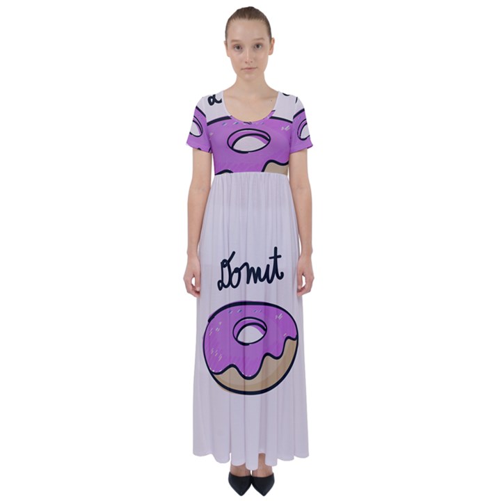 Donuts Sweet Food High Waist Short Sleeve Maxi Dress