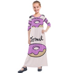 Donuts Sweet Food Kids  Quarter Sleeve Maxi Dress by Mariart