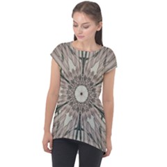 Digital Art Space Cap Sleeve High Low Top