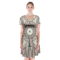 Digital Art Space Short Sleeve V-neck Flare Dress by Mariart