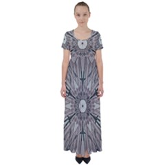 Digital Art Space High Waist Short Sleeve Maxi Dress