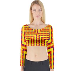 Digital Artwork Abstract Long Sleeve Crop Top by Mariart