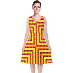 Digital Artwork Abstract V-neck Midi Sleeveless Dress  by Mariart