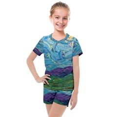 A Very Very Starry Night Kids  Mesh Tee And Shorts Set