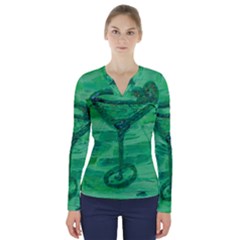 5 Oclock Somewhere V-neck Long Sleeve Top by arwwearableart