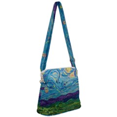 A Very Very Starry Night Zipper Messenger Bag by arwwearableart