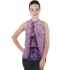 Ooh Lala Purple Rain Mock Neck Chiffon Sleeveless Top by arwwearableart