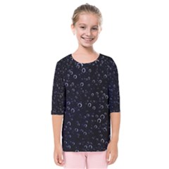 Blued Dark Bubbles Print Kids  Quarter Sleeve Raglan Tee