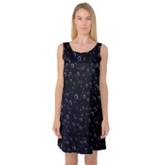 Blued Dark Bubbles Print Sleeveless Satin Nightdress by dflcprintsclothing