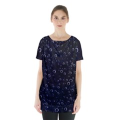 Blued Dark Bubbles Print Skirt Hem Sports Top by dflcprintsclothing