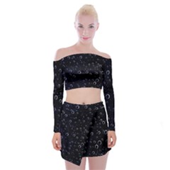 Blued Dark Bubbles Print Off Shoulder Top With Mini Skirt Set by dflcprintsclothing