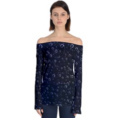 Blued Dark Bubbles Print Off Shoulder Long Sleeve Top