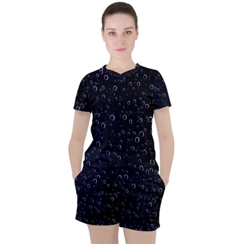 Blued Dark Bubbles Print Women s Tee And Shorts Set by dflcprintsclothing