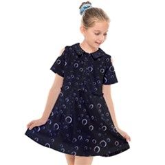 Blued Dark Bubbles Print Kids  Short Sleeve Shirt Dress by dflcprintsclothing