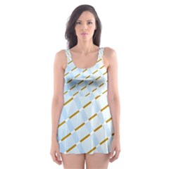 Diagonal Seamless Line Design Skater Dress Swimsuit by LoolyElzayat