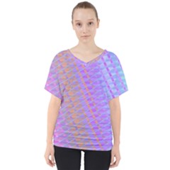 Diagonal Line Design Art V-neck Dolman Drape Top