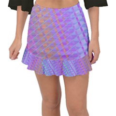 Diagonal Line Design Art Fishtail Mini Chiffon Skirt