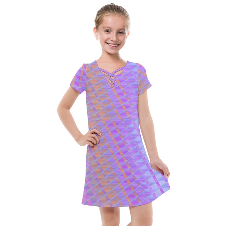 Diagonal Line Design Art Kids  Cross Web Dress