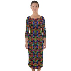 For The Love Of Soul And Mind In A Happy Mood Quarter Sleeve Midi Bodycon Dress by pepitasart