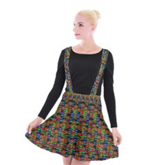 For The Love Of Soul And Mind In A Happy Mood Suspender Skater Skirt by pepitasart