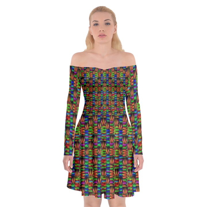 For The Love Of Soul And Mind In A Happy Mood Off Shoulder Skater Dress