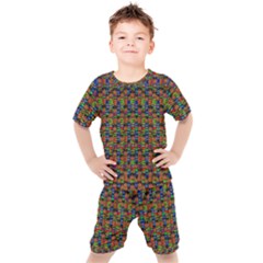 For The Love Of Soul And Mind In A Happy Mood Kids  Tee And Shorts Set by pepitasart