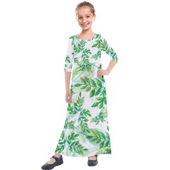 Tiny Tree Branches Kids  Quarter Sleeve Maxi Dress by WensdaiAmbrose