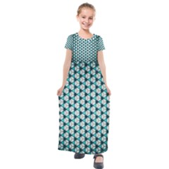 Digital Art Triangle Kids  Short Sleeve Maxi Dress