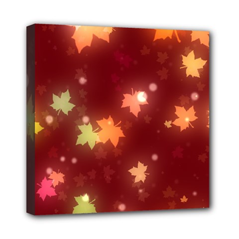 Leaf Leaves Bokeh Background Mini Canvas 8  X 8  (stretched) by Mariart