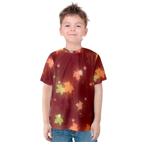 Leaf Leaves Bokeh Background Kids  Cotton Tee by Mariart