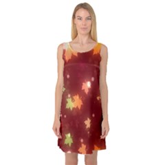 Leaf Leaves Bokeh Background Sleeveless Satin Nightdress by Mariart