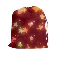 Leaf Leaves Bokeh Background Drawstring Pouch (xxl) by Mariart