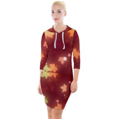 Leaf Leaves Bokeh Background Quarter Sleeve Hood Bodycon Dress