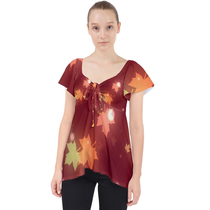 Leaf Leaves Bokeh Background Lace Front Dolly Top