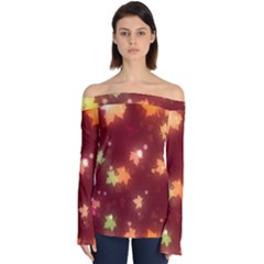 Leaf Leaves Bokeh Background Off Shoulder Long Sleeve Top