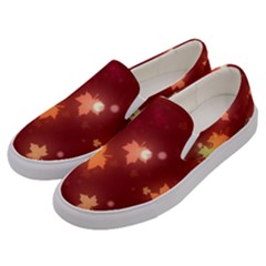 Leaf Leaves Bokeh Background Men s Canvas Slip Ons by Mariart