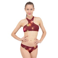 Leaf Leaves Bokeh Background High Neck Bikini Set