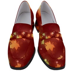 Leaf Leaves Bokeh Background Women s Chunky Heel Loafers