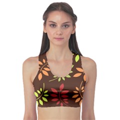 Leaves Foliage Pattern Design Sports Bra by Mariart