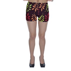 Leaves Foliage Pattern Design Skinny Shorts by Mariart