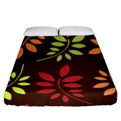 Leaves Foliage Pattern Design Fitted Sheet (queen Size) by Mariart